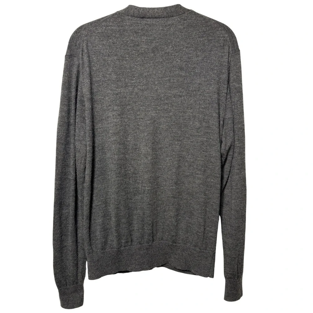 Polo Ralph Lauren Mens Merino Wool Cardigan‎ Sweater Gray V-Neck Button Front L